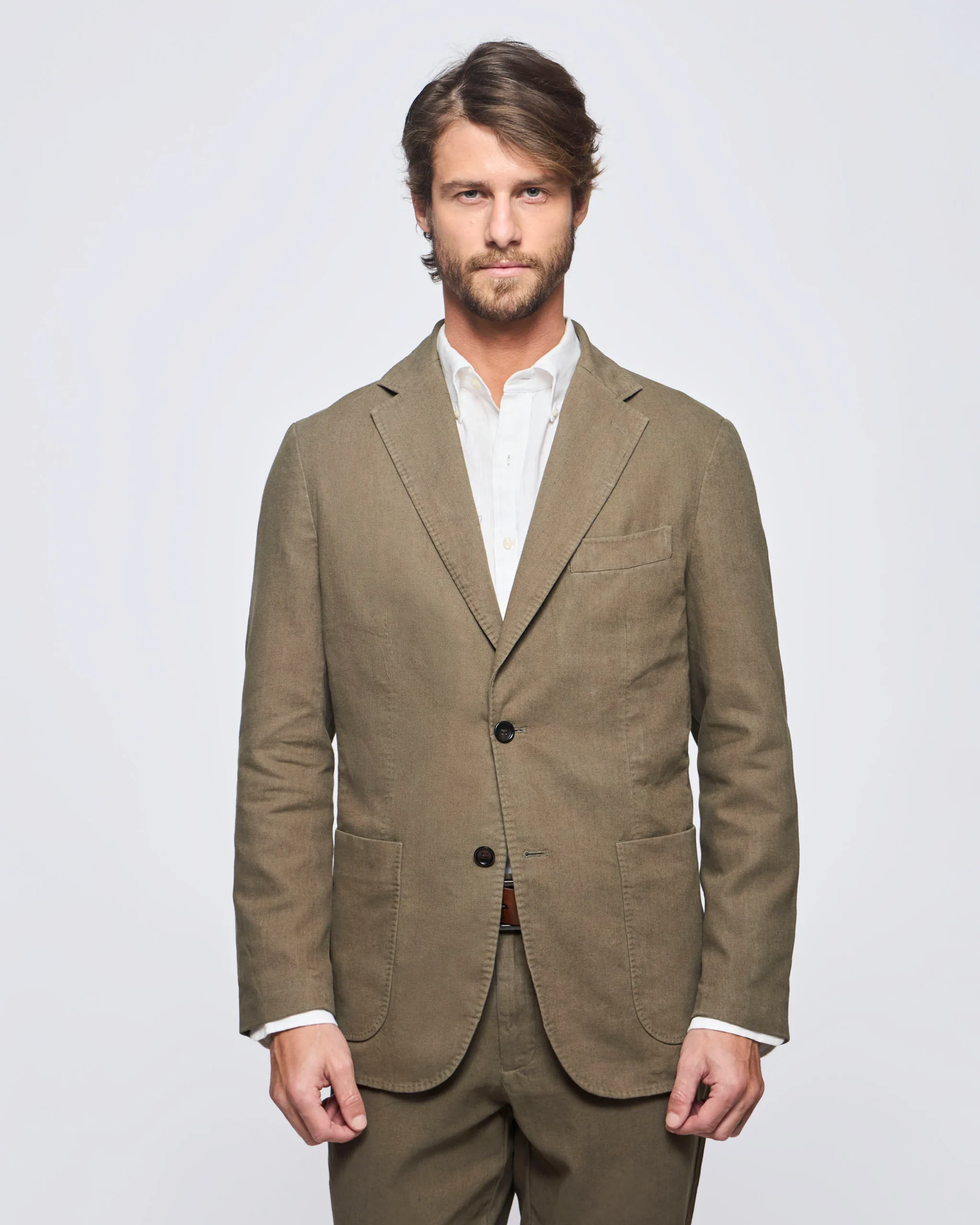 Chaqueta Lisa Sutton Dos Botones Dos Colas Medio Forro de Lino Algod贸n - Imagen 5