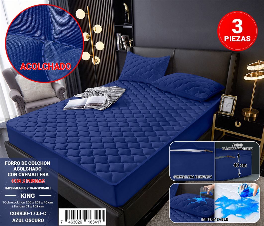 Protector de colchón con zipper de 3 piezas King - Imagen 3