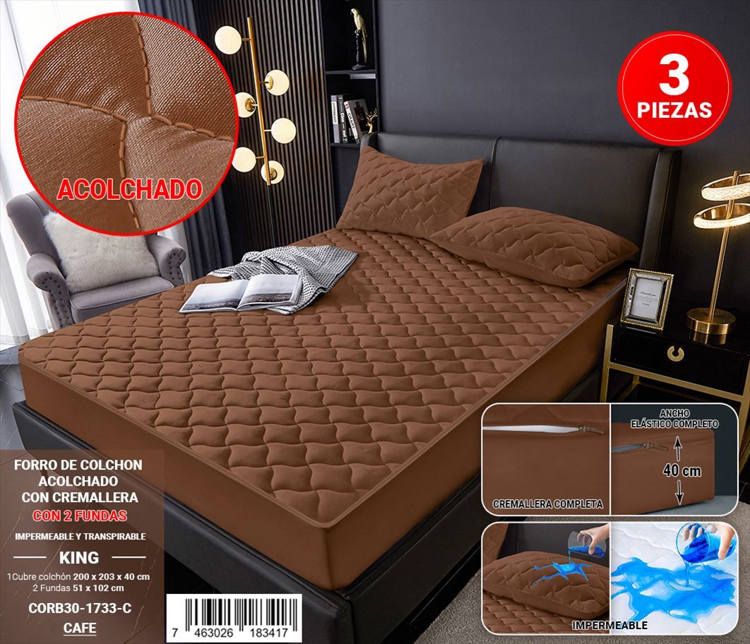 Protector de colchón con zipper de 3 piezas King - Imagen 4