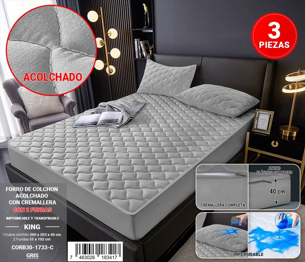 Protector de colchón con zipper de 3 piezas King - Imagen 5