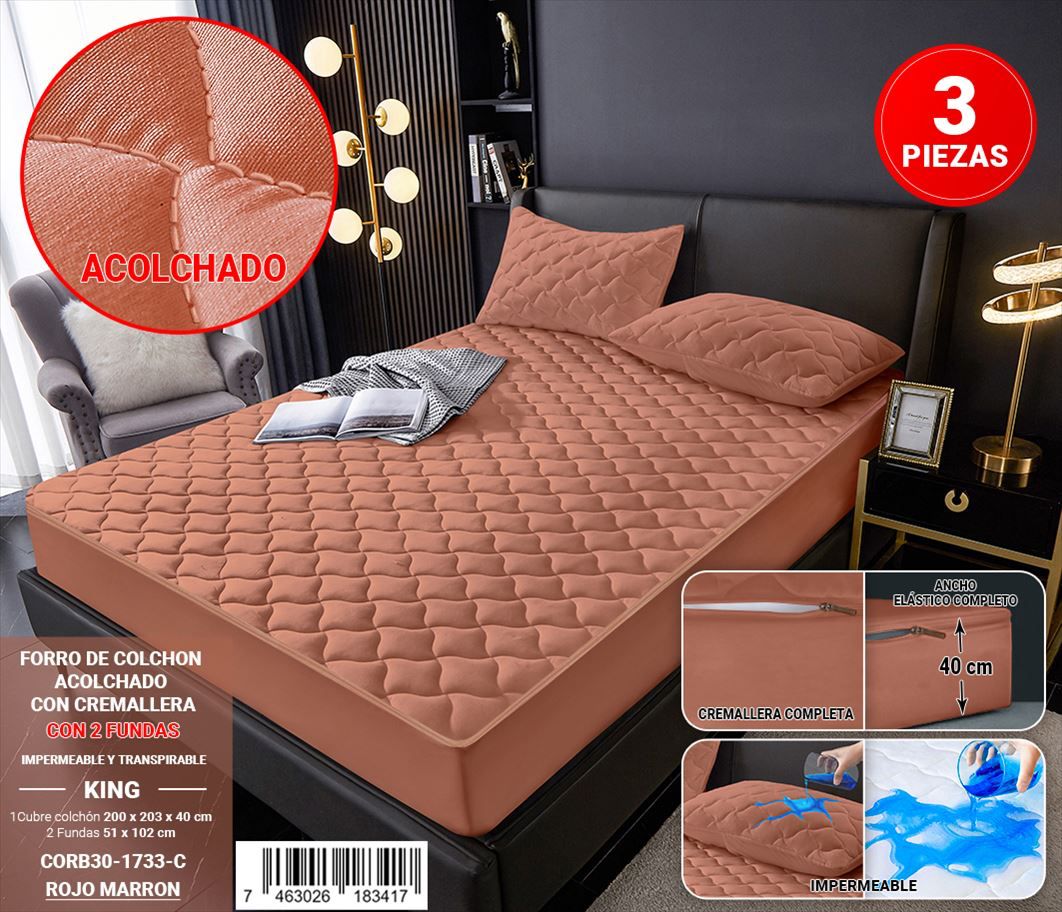 Protector de colchón con zipper de 3 piezas King - Imagen 2