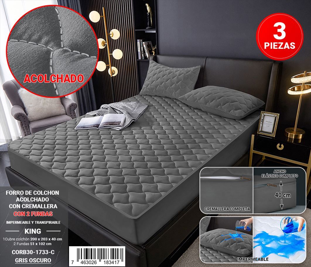 Protector de colchón con zipper de 3 piezas King - Imagen 6