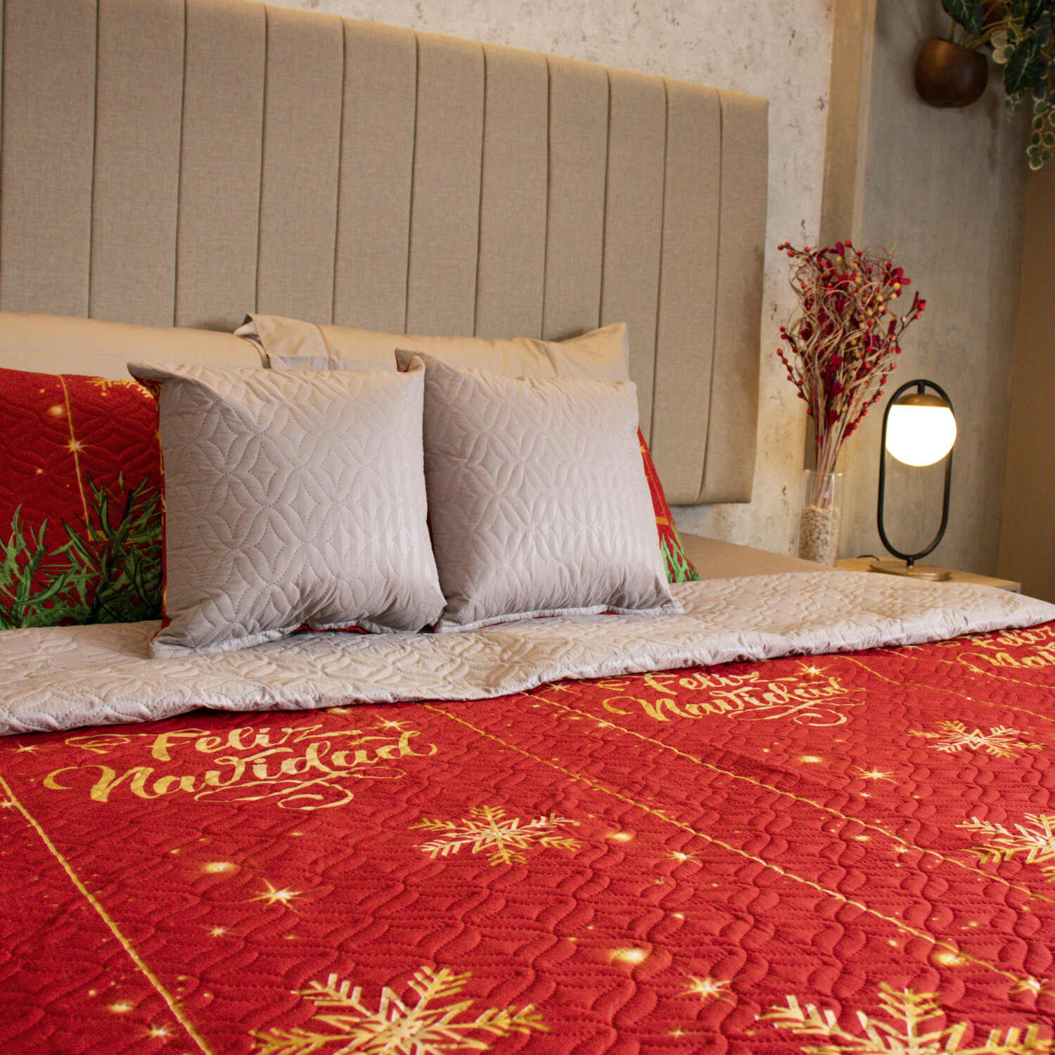 Sobrecama Deko Navidad Rojo 5 Piezas Doble Faz - Imagen 2