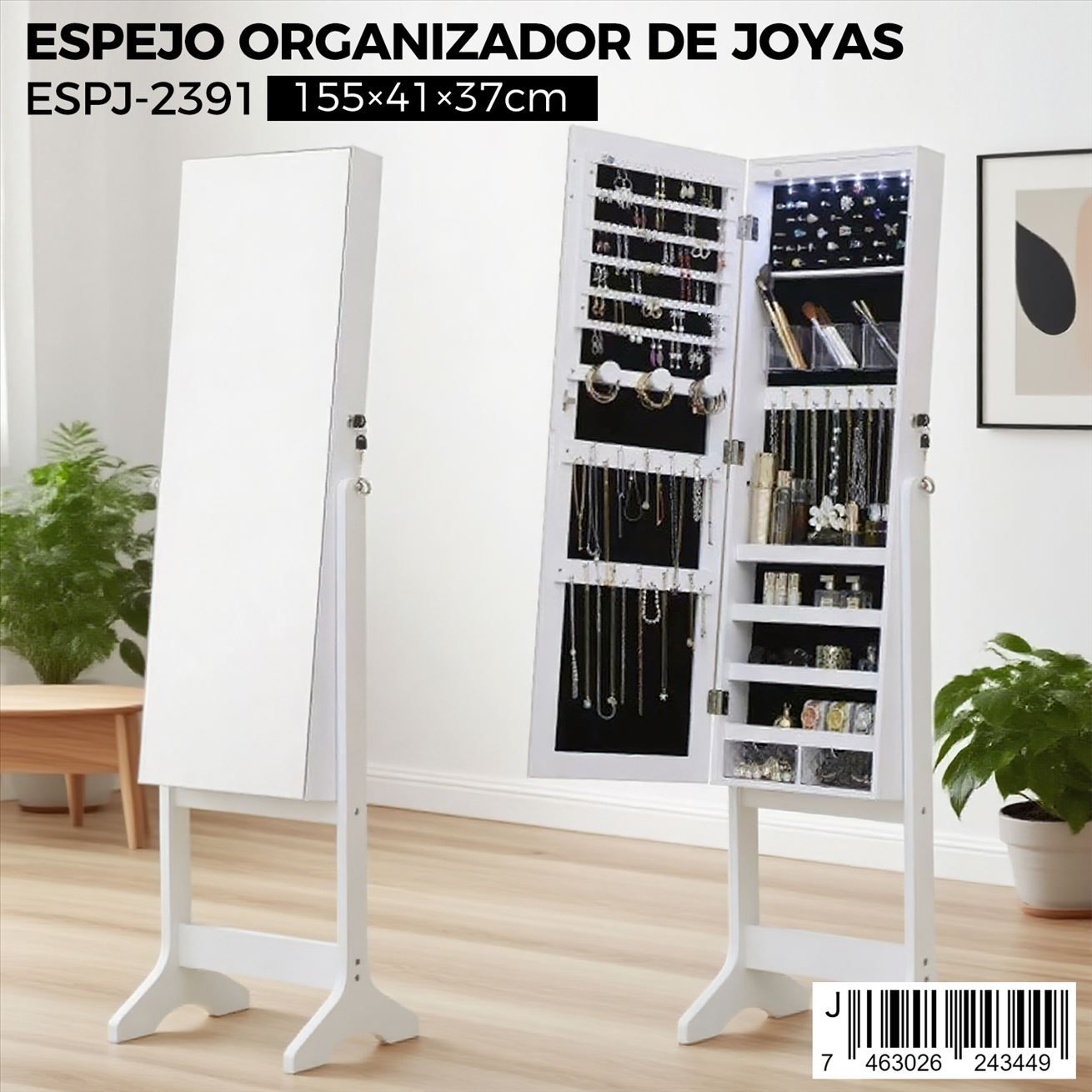 Espejo organizador de joyas