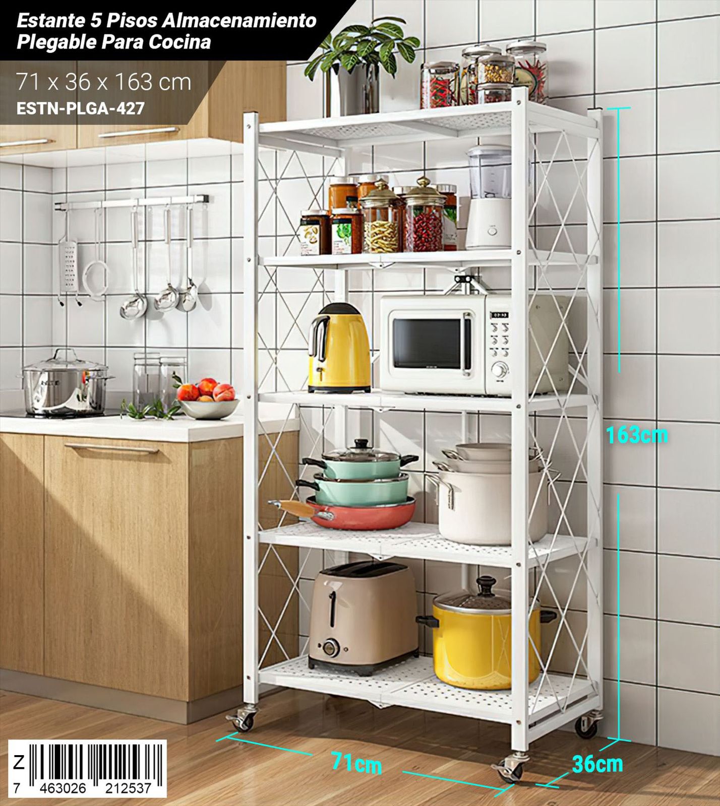Estante plegable de 5 niveles para cocina - Imagen 2