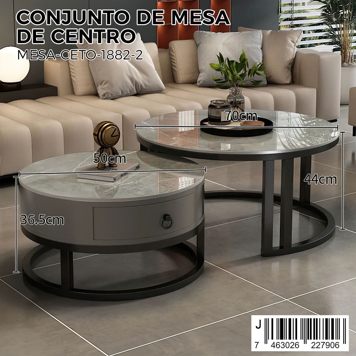Conjunto de mesa de centro redonda