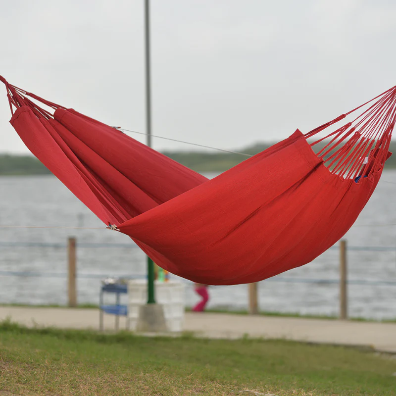 Hamaca Típica Colombiana Monocolor Anaranjada. - Imagen 6