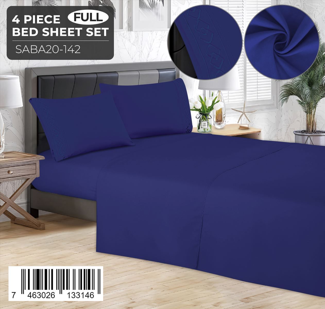 Juego de sábanas lisas de 4 piezas Full Size con detalle bordado - Imagen 7