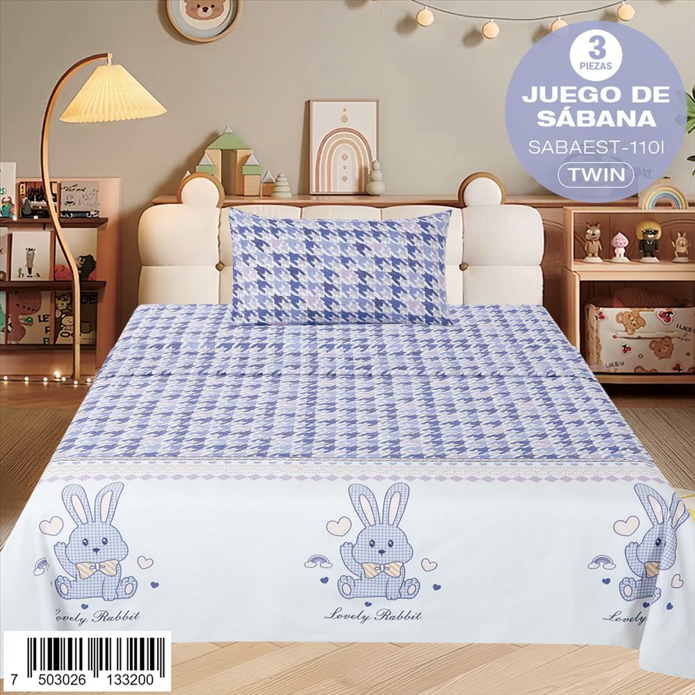 Juego de sábanas estampadas de 3 piezas Twin U12218 - Imagen 9