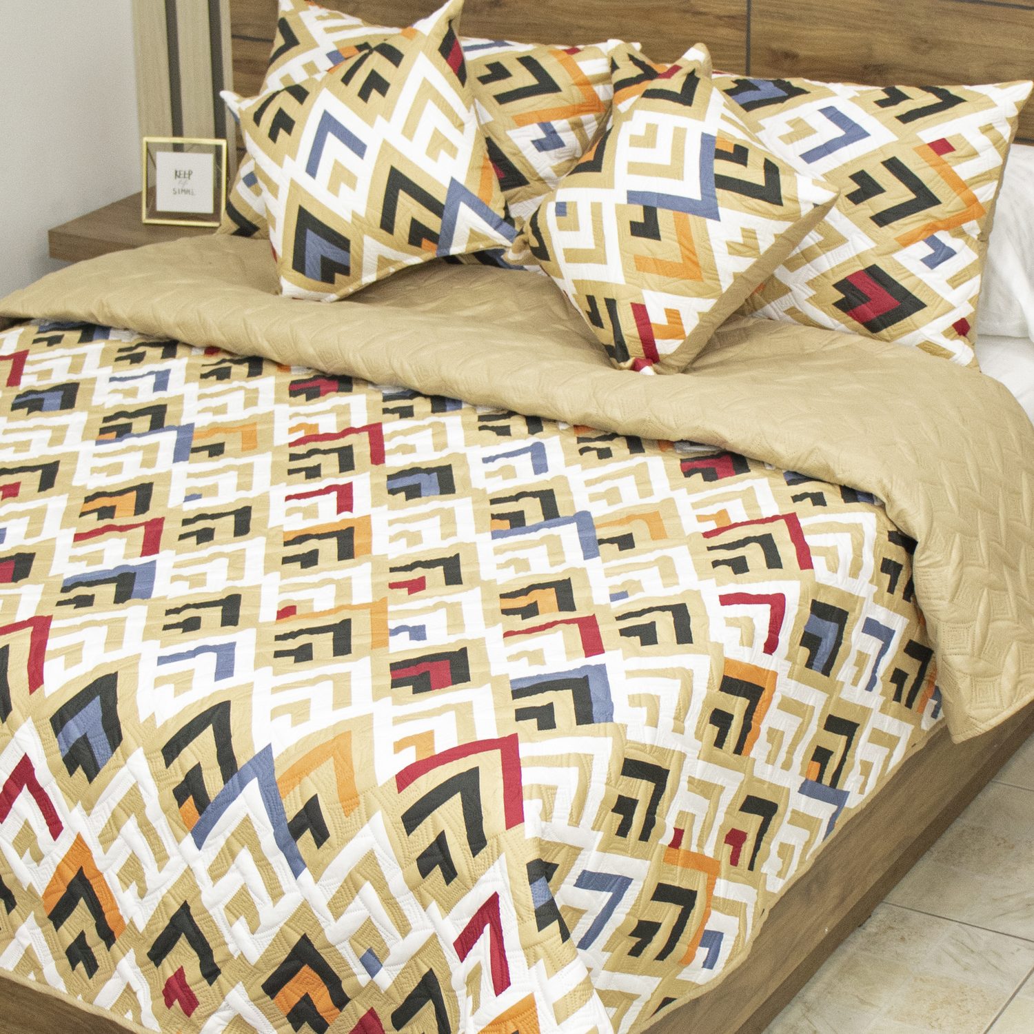 Sobrecama Deko Rombo Camel