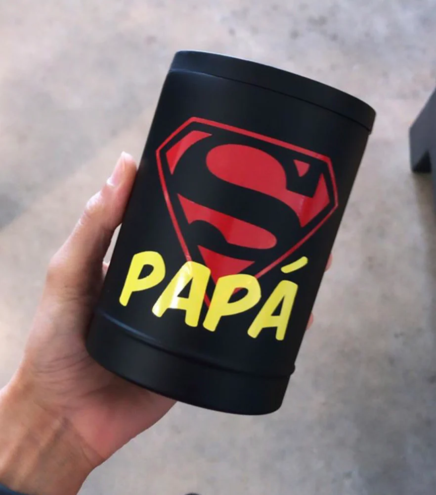 Porta latas de Acero Inoxidable doble tapa para Papá - Imagen 7